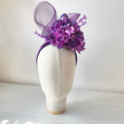 Purple satin headband fascinator MHB19