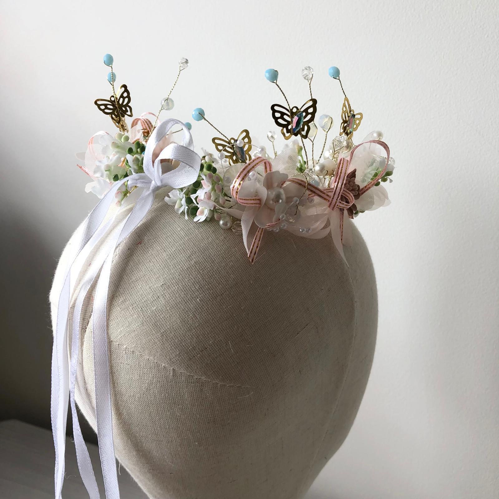 Headdress Bridesmaid Butterfly Pink Multi MHB11 - The Milliner's Hat Box