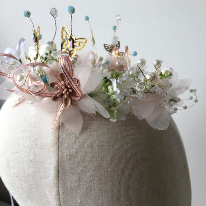 Headdress Bridesmaid Butterfly Pink Multi MHB11 - The Milliner's Hat Box