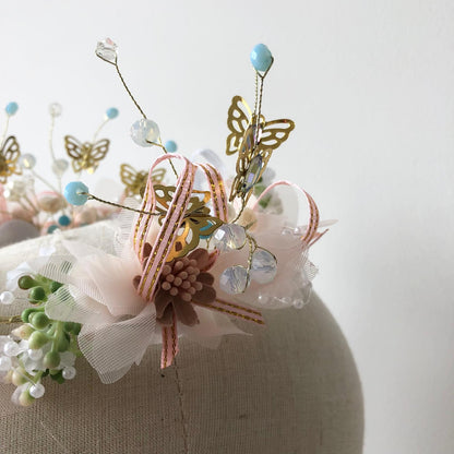 Headdress Bridesmaid Butterfly Pink Multi MHB11 - The Milliner's Hat Box